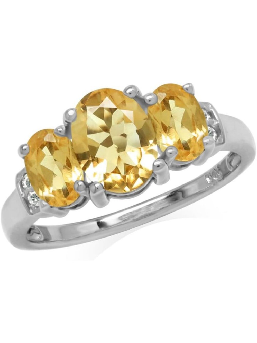 3-Stone Oval Birthstone Ring in White or Yellow Gold Plated 925 Sterling Silver